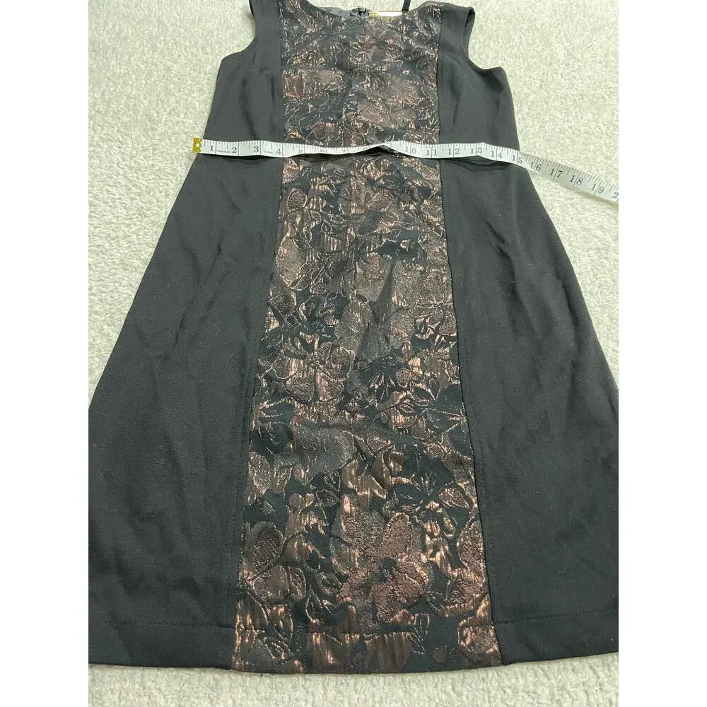 Iman Women's Size XS Floral Sleeveless Lace Sheath Dress Black Brown Cocktail - Picture 5 of 9